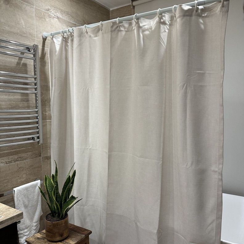 Cortina de Baño Rústica Beige Claro 180x180-1