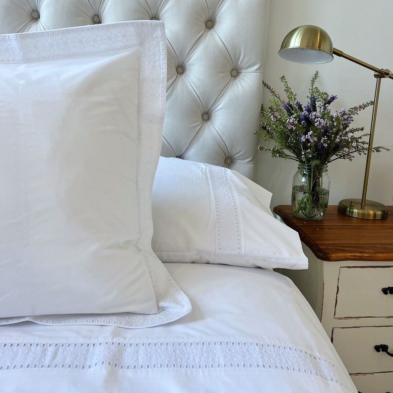 Funda de Almohada Broderie Espiga 50x90 200 Hilos Blanca Casa Cecilia-1