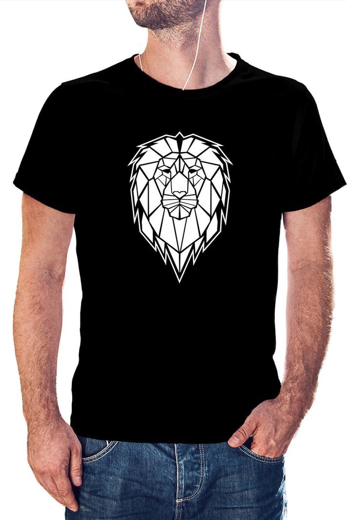 Polera Hombre diseño León Geométrico-0