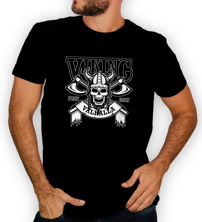 Polera hombre diseño Vikingo Skull calavera D16-0