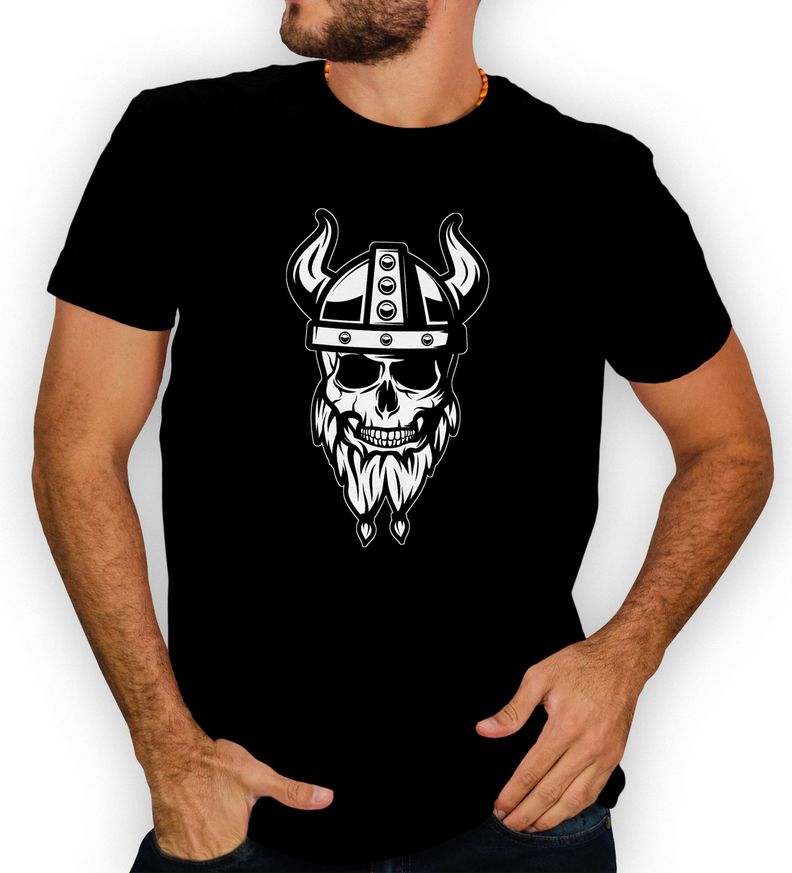 Polera hombre diseño Vikingo Skull calavera D11-0