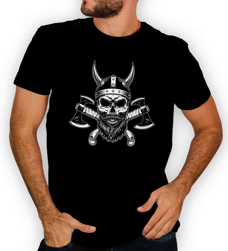 Polera hombre diseño Vikingo Skull calavera D4-0