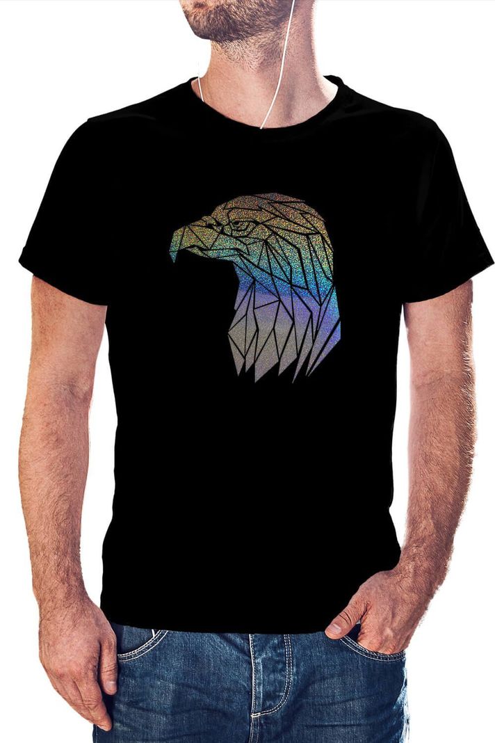 Polera Hombre diseño Águila Geométrica Holografica -0