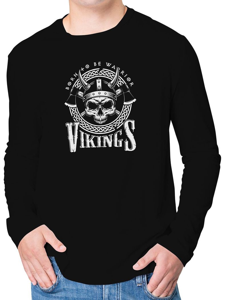 Polera Manga larga Vikingo Valhalla Skull D26-0