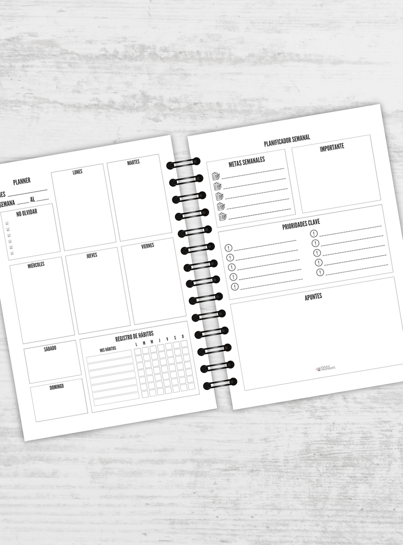 Planner Negro 150 Páginas Sin Fechas-1