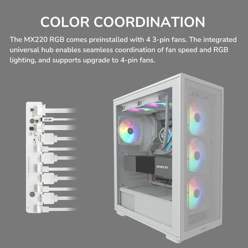 Gabinete Gamer Cougar Mx220 Rgb Blanco, 4 Fans Incluidos-7