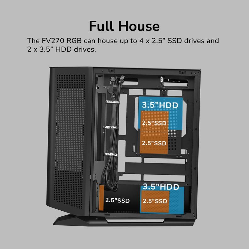 Gabinete Gamer Cougar Fv270 Rgb Black 4 Fans Incluidos-1