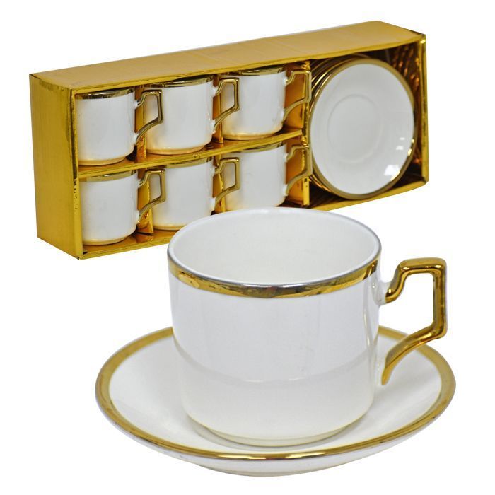Set Tazas Cafe Gold Line
