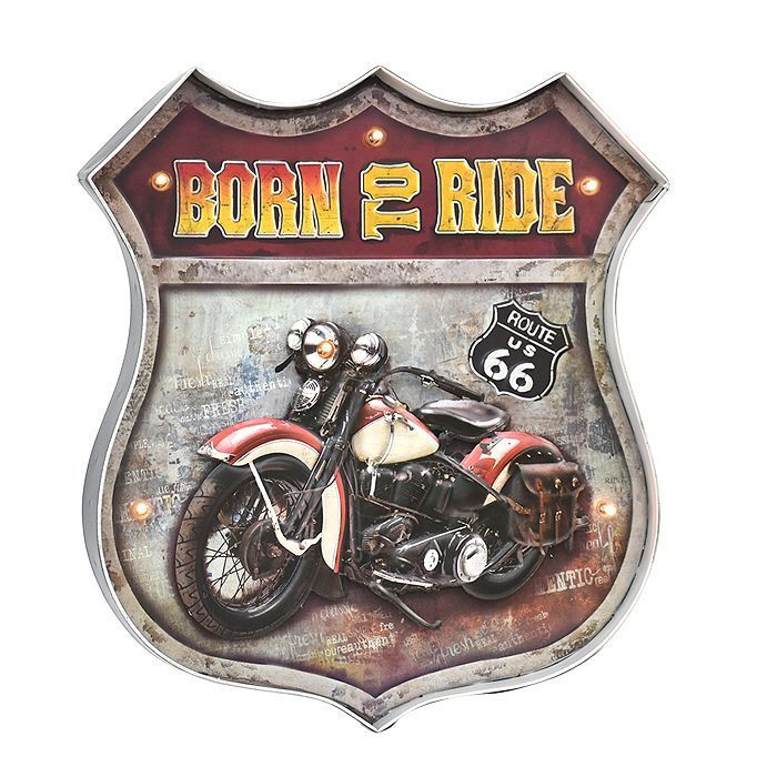 LETRERO VINTAGE LED BORN TO RIDE (42 x 5 x 46 cms.)-1
