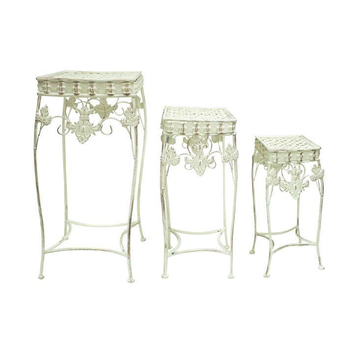 SET 3 PLANTEROS PROVENZAL (32 x 32 x 70 cm) Blanco