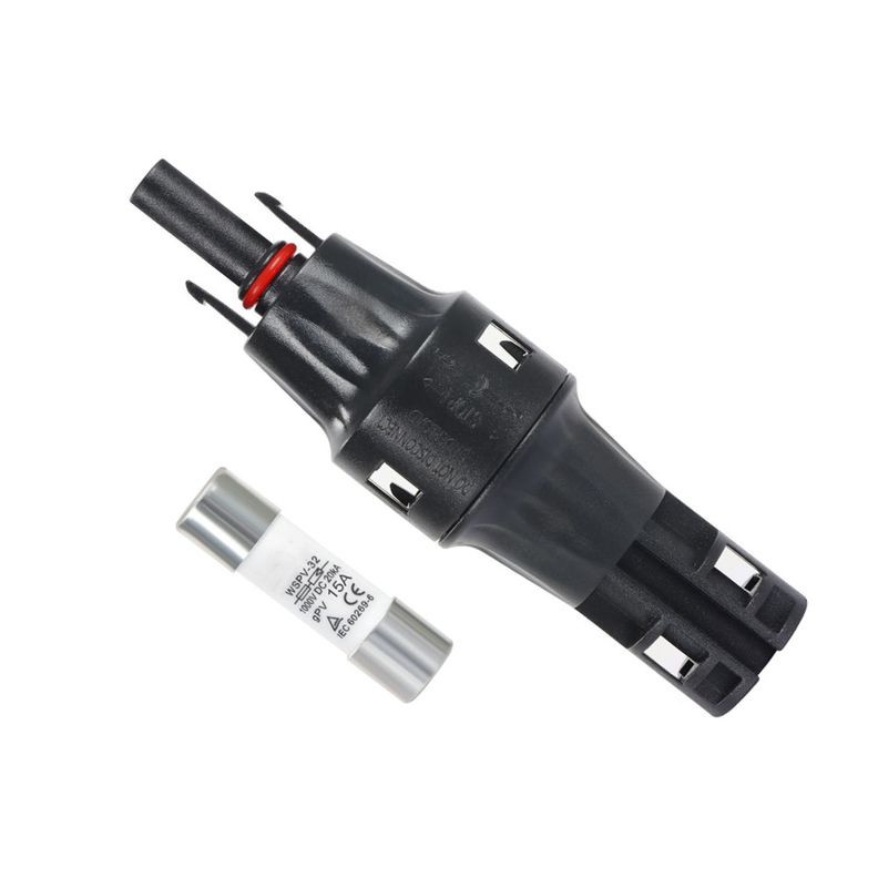 Portafusible MC4 Solar Con Fusible 15A Negro [ 1 ]