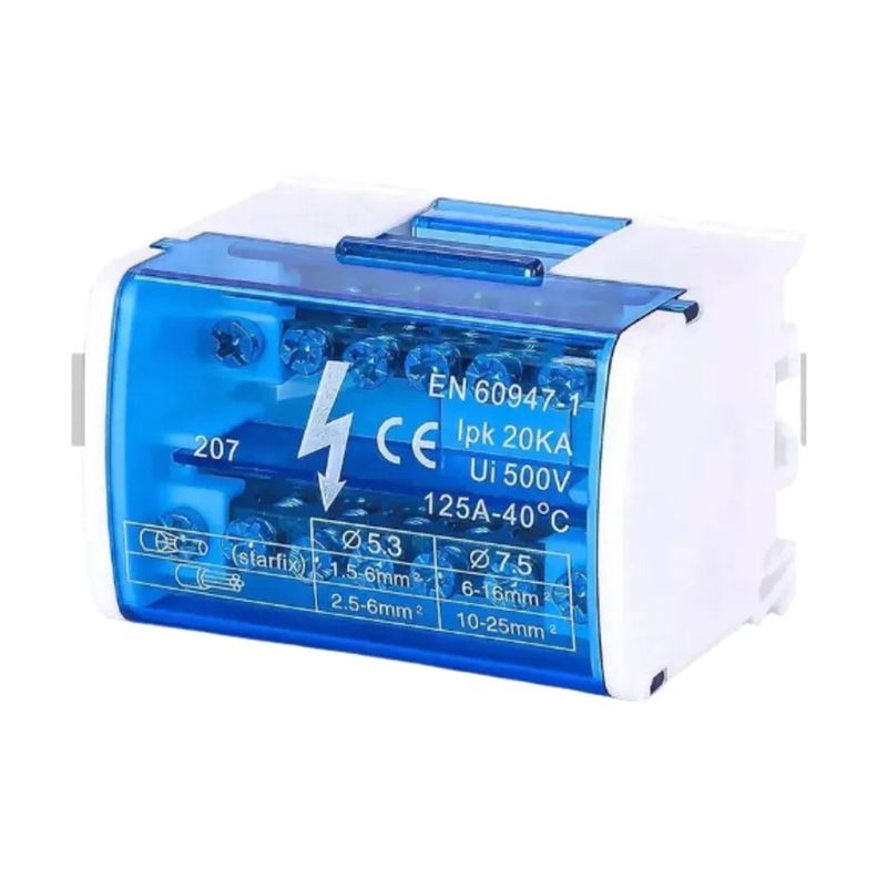 Repartidor Bipolar 2x7 Polos 125Amp Celeste [ 450 ]