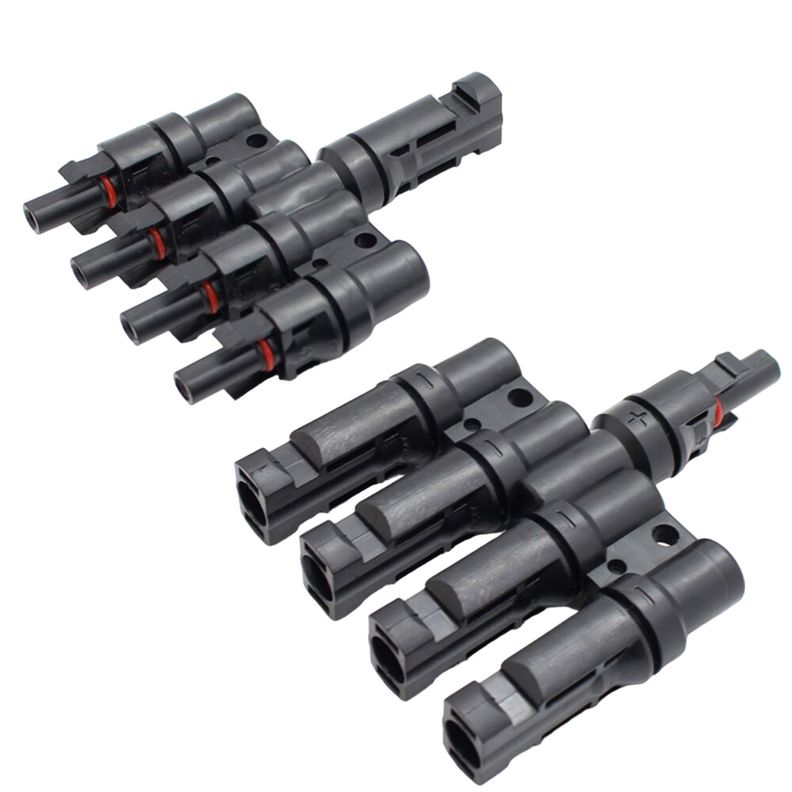 Conector Mc4 Cuadruple (4 En 1) Par Macho/hembra Solar Negro [ 1 ]