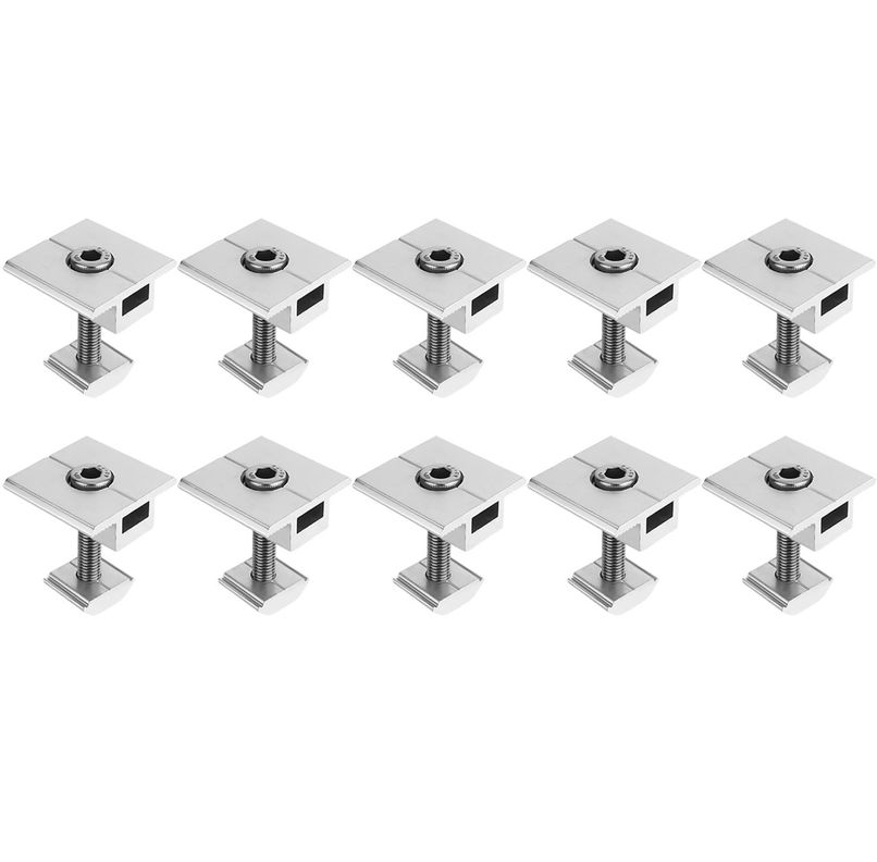 Pack 10 Abrazaderas Medio Panel Solar 40mm Gris [ 20 ]
