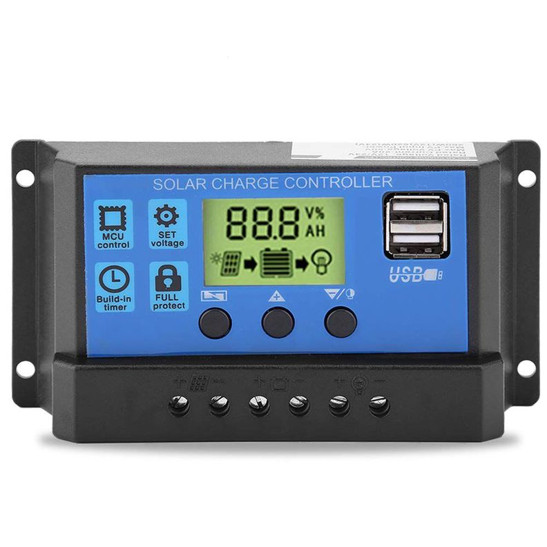 Regulador Carga Solar Panel Digital 12v 24v 30a Celeste [ 450 ]
