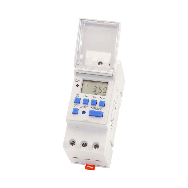Timer Digital Programable Riel Din 220V 16A Blanco