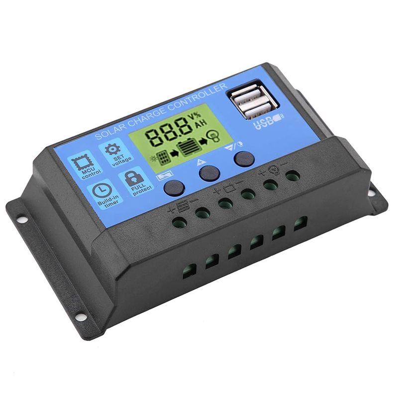 Regulador Carga Solar Digital 12v 24v 10a 2usb Celeste [ 450 ]