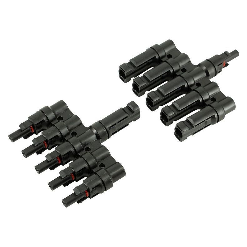 Conector Mc4 Quintuple (5 En 1) Par Macho/hembra Solar Negro [ 1 ]