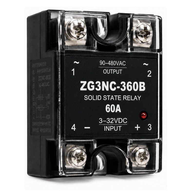 Rele Estado Solido 60A 250V 3 a 32 VDC 90 a 480 VA Negro [ 1 ] 00