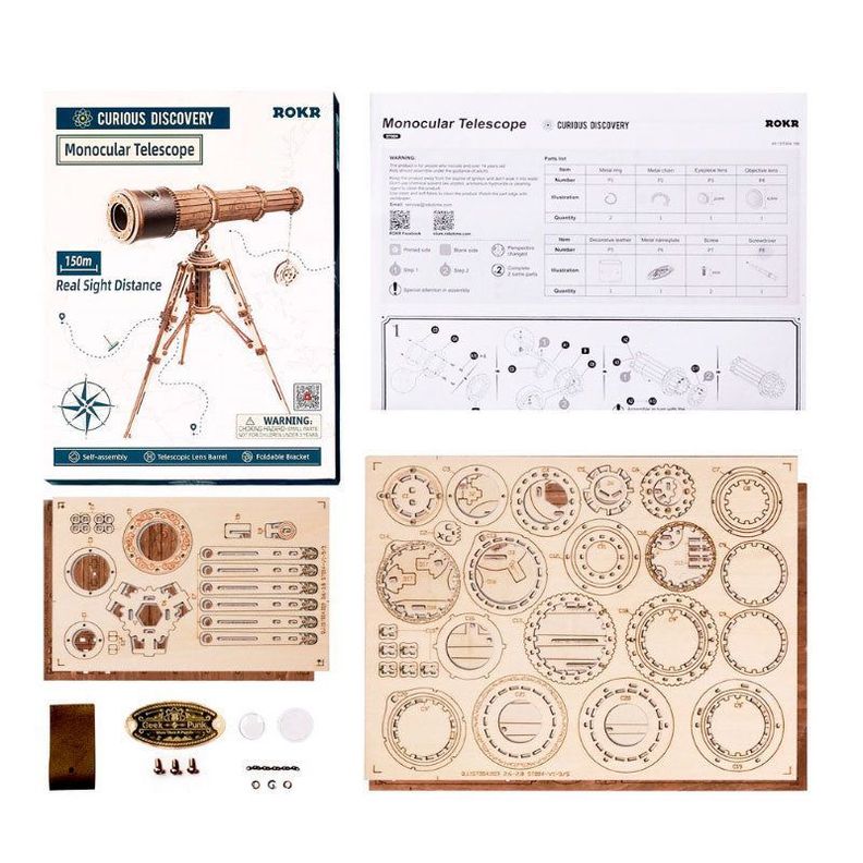 Puzzle 3D de Madera Telescopio Clásico – ROKR-3