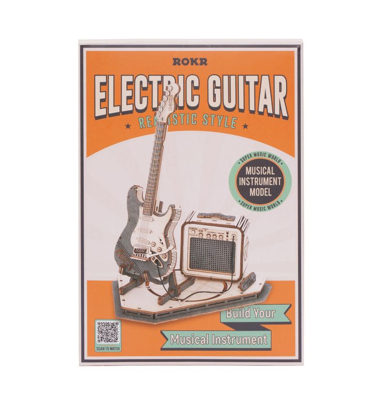 Puzzle 3D Guitarra Eléctrica de Madera Robotime-0