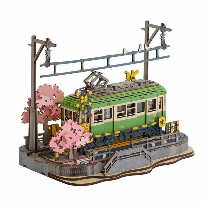 Tranvía Sakura Journey - Puzzle 3D de Madera Robotime Rolife-1