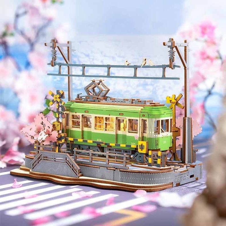 Tranvía Sakura Journey - Puzzle 3D de Madera Robotime Rolife-3