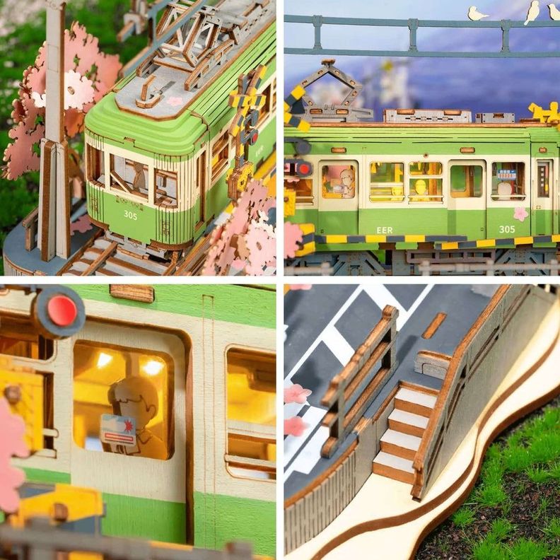 Tranvía Sakura Journey - Puzzle 3D de Madera Robotime Rolife-5