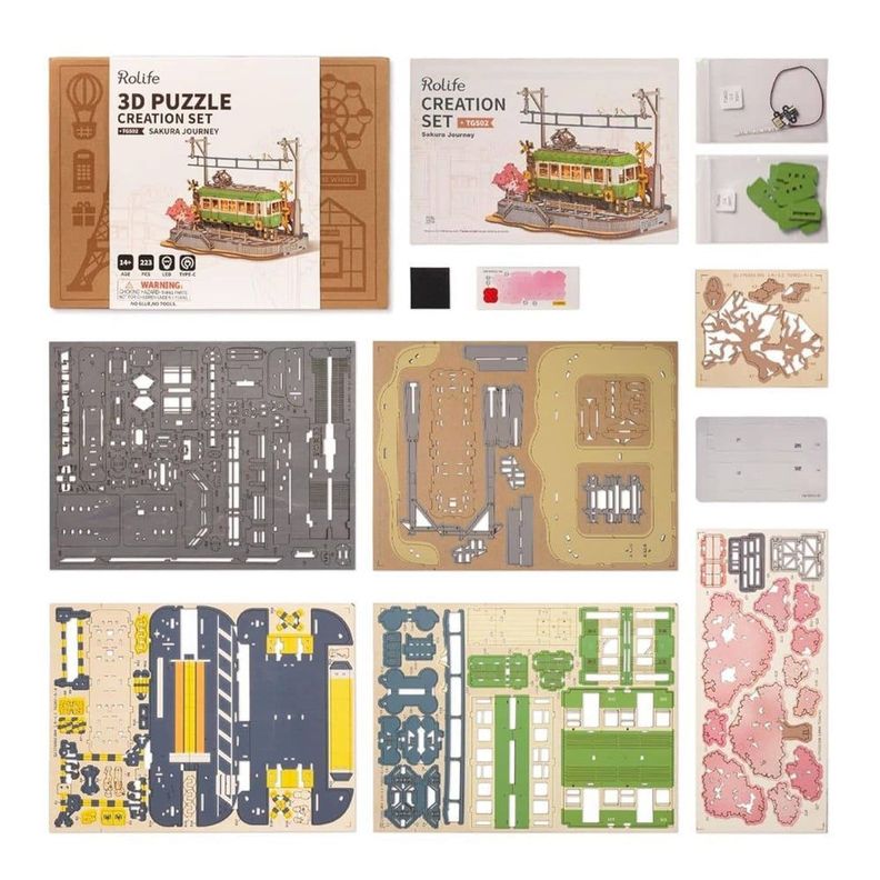 Tranvía Sakura Journey - Puzzle 3D de Madera Robotime Rolife-7