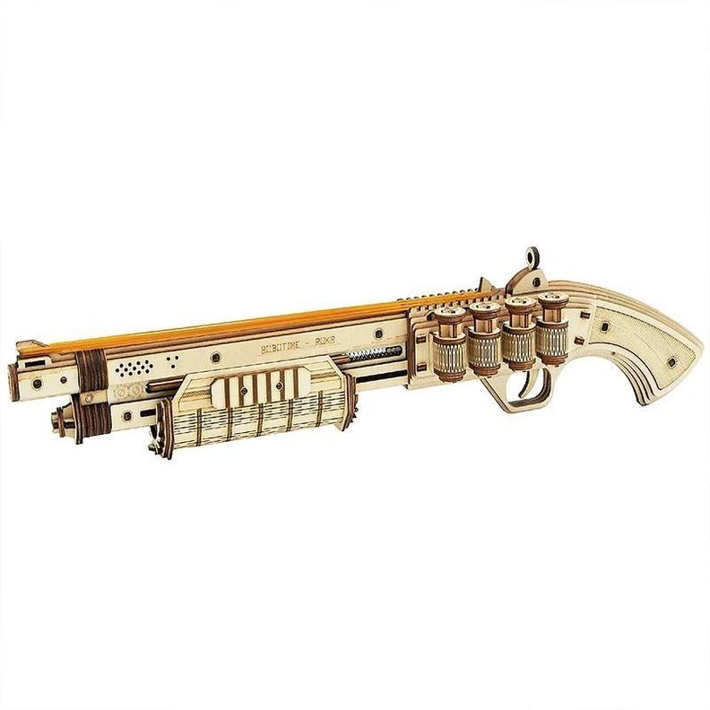Escopeta Mecánica de Madera ROKR Terminator M870 - Puzzle 3D-0