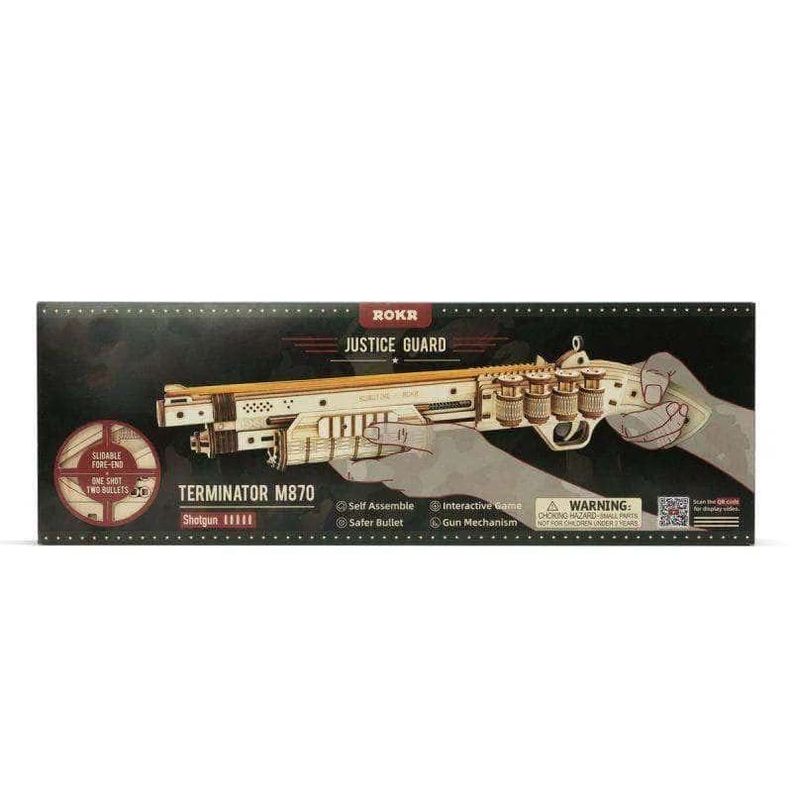 Escopeta Mecánica de Madera ROKR Terminator M870 - Puzzle 3D-3
