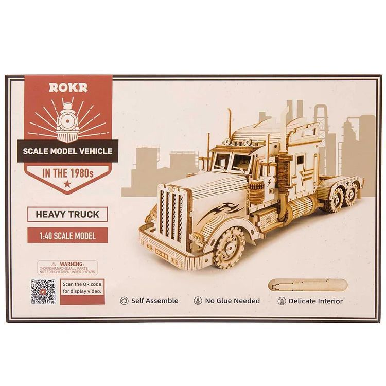 Puzzle 3D Camión de Carga Heavy Truck de Madera Robotime-0