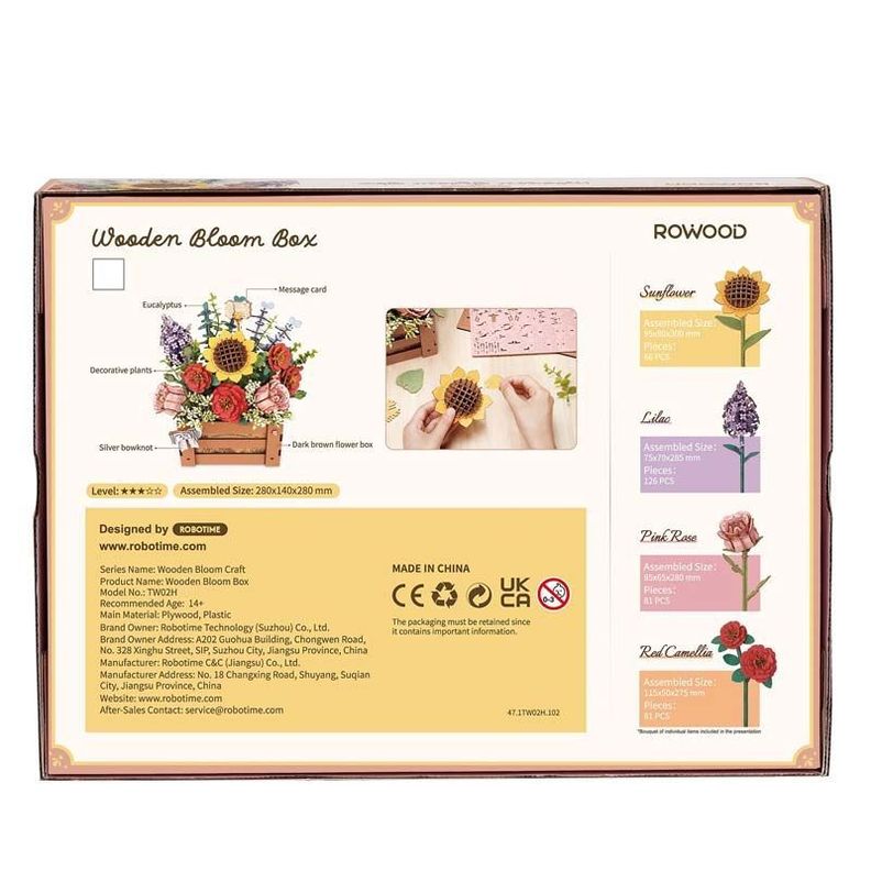 Caja de Flores de Madera - Puzzle 3D Decorativo-6