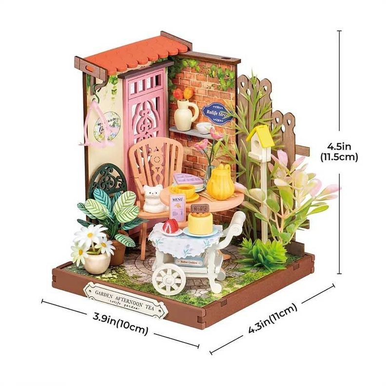 Puzzle 3D de Madera Fancy Tea Yard - Casa Miniatura de Robotime Rolife-5