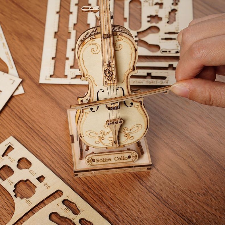 Puzzle 3D Cello de Madera Robotime-5