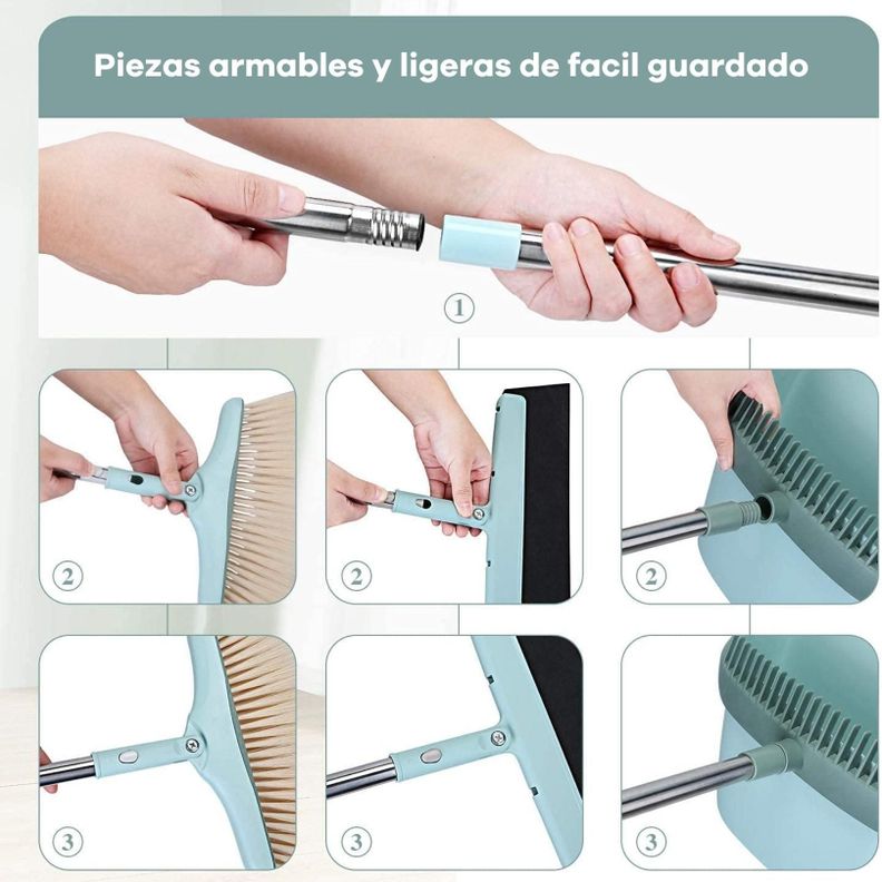 Escoba Suave Cerdas Con Pala Y Barre Agua Set 3 Piezas Hogar-3