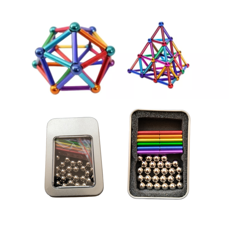 Barras y esferas magneticas 63pz multicolores  imanes armables-0