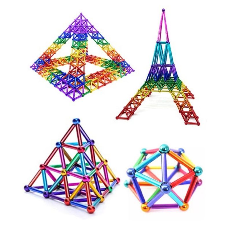 Barras y esferas magneticas 63pz multicolores  imanes armables-3