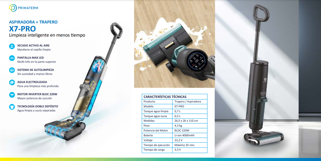 Aspiradora Trapeadora Inalámbrica X7-Pro PRIMATERM-6