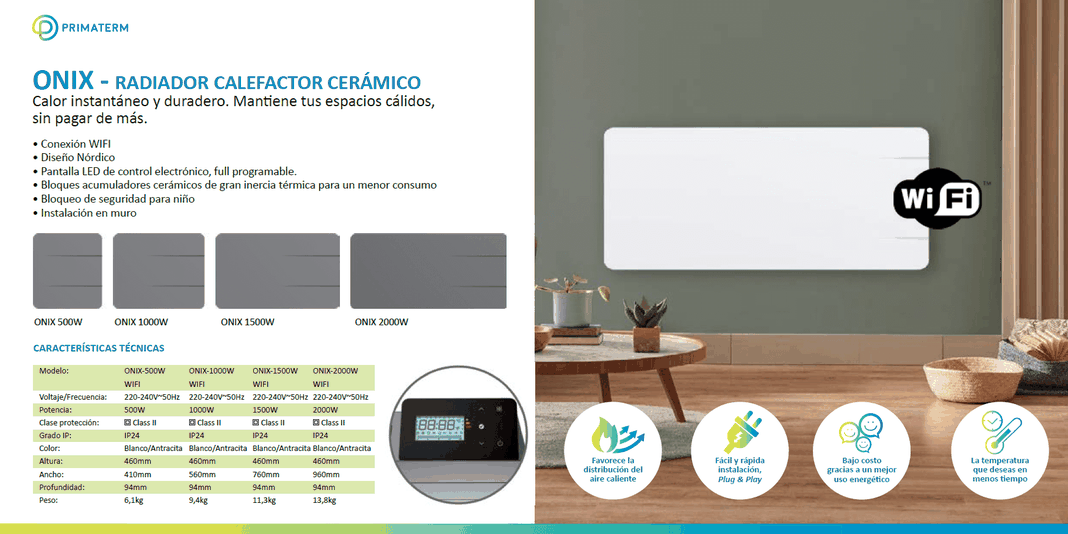 Estufa Radiador Calefactor Ónix Cerámico Antracita 2000w PRIMATERM-4
