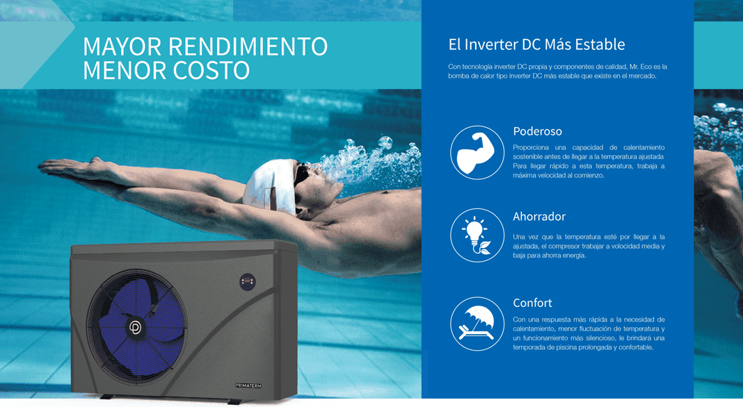 Bomba de Calor Piscina 16kW 40-75m³ Inverter PRIMATERM-2