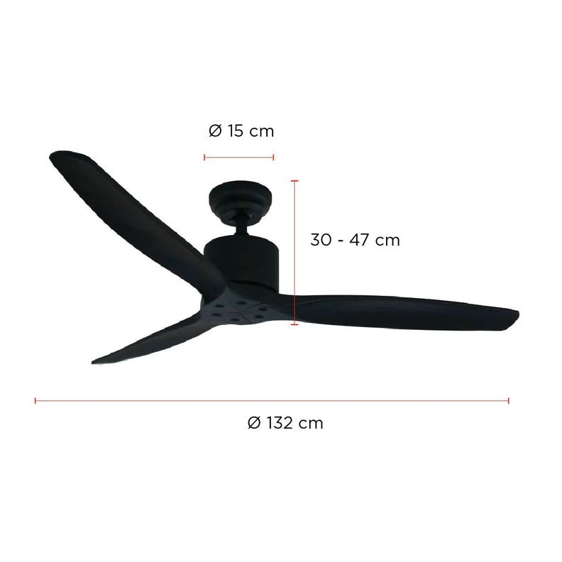 Ventilador de Techo Aviador Negro Ajustable 52” PRIMATERM-1