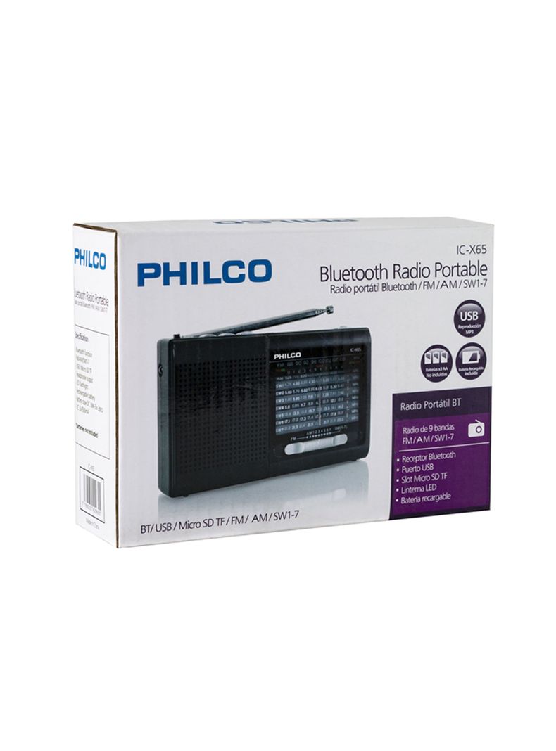 Radio Portatil Bluetooth 9 Bandas Fm BT Usb Micro Sd Philco ICX65-3