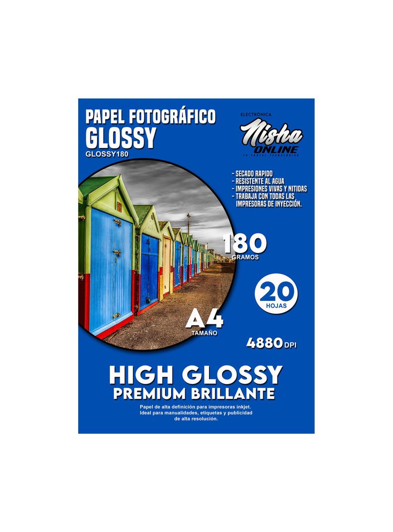 Papel Fotográfico Premium Glossy Brillante A4 180gr 20 Hojas-0