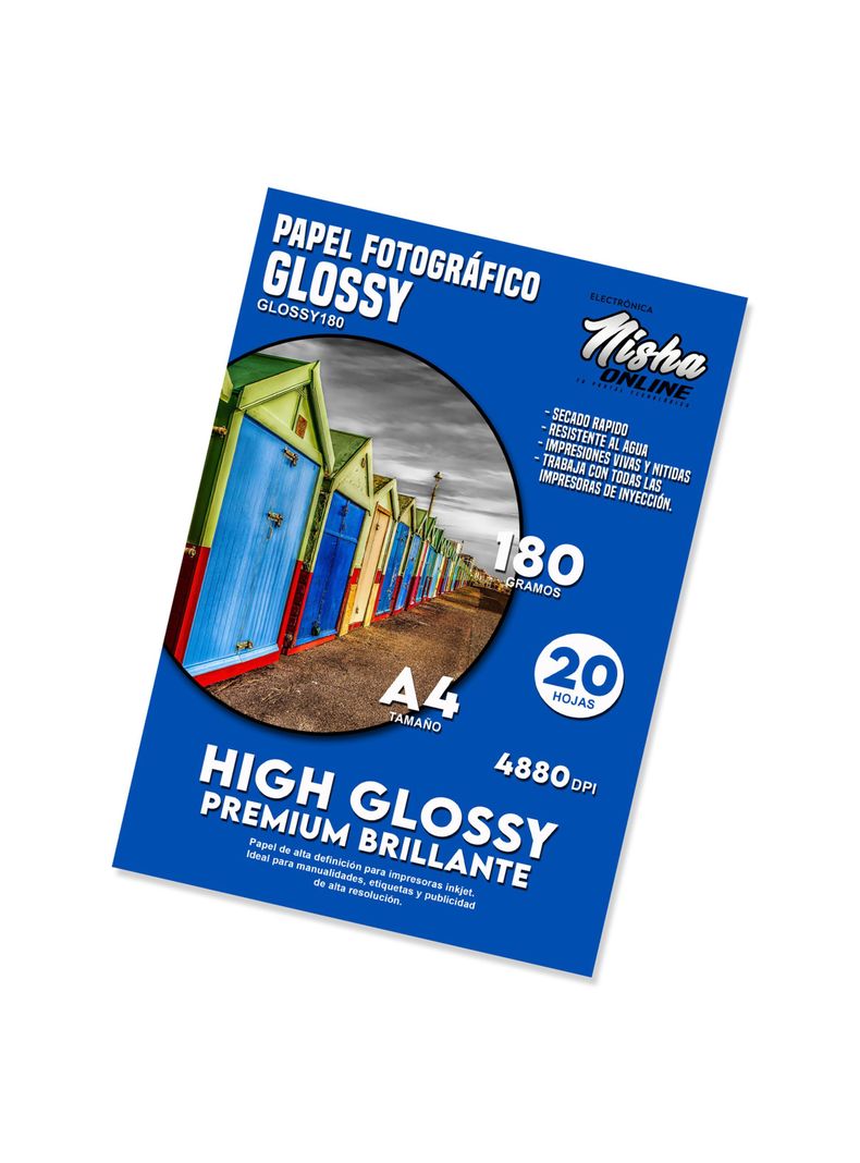 Papel Fotográfico Premium Glossy Brillante A4 180gr 20 Hojas-1