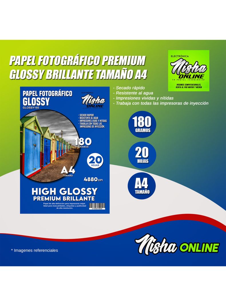 Papel Fotográfico Premium Glossy Brillante A4 180gr 20 Hojas-2