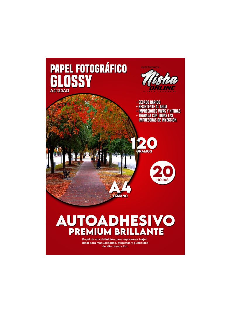 Papel Fotográfico Premium Adhesivo Glossy A4 20 Hj-0