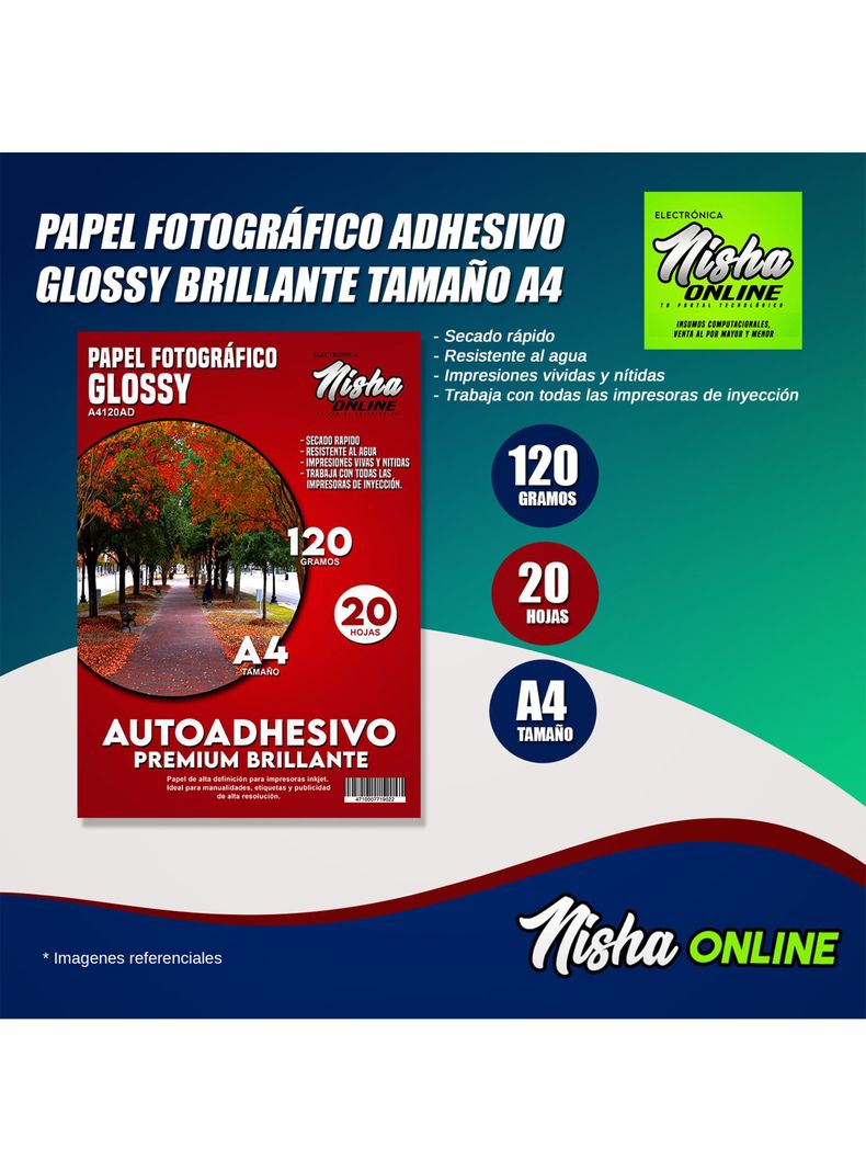 Papel Fotográfico Premium Adhesivo Glossy A4 20 Hj-2