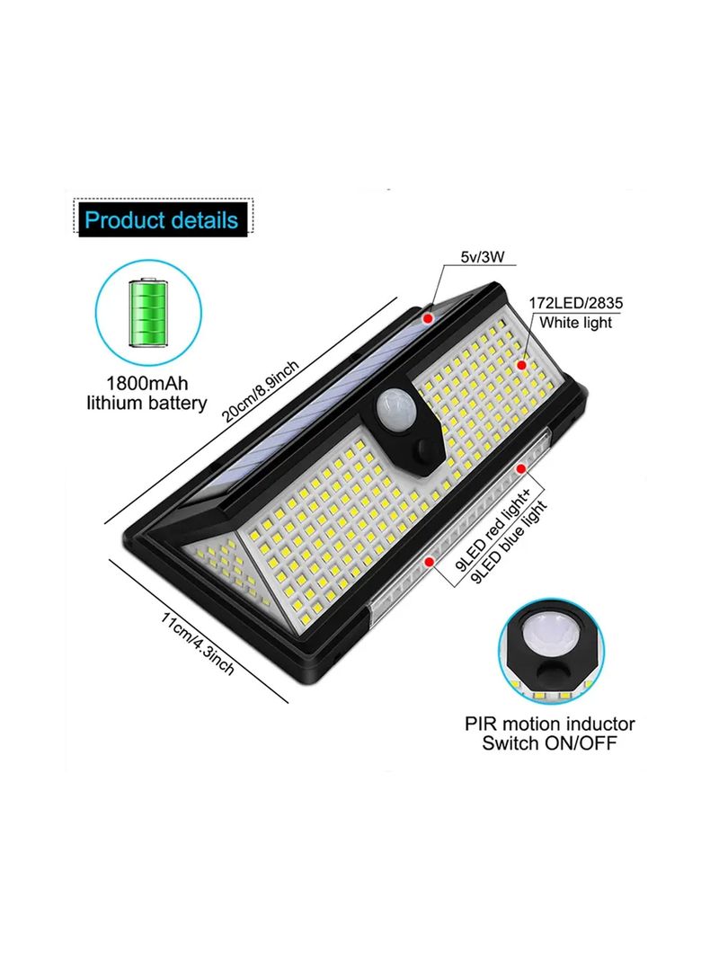 Foco Aplique Solar de 172 LED + 18 LED DE EMERGENCIA-3