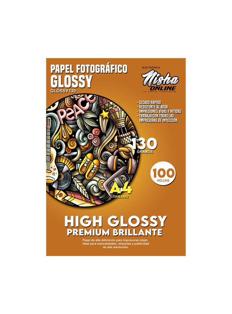 Papel Fotográfico Premium Glossy Brillante A4 130gr 100 Hojas-0